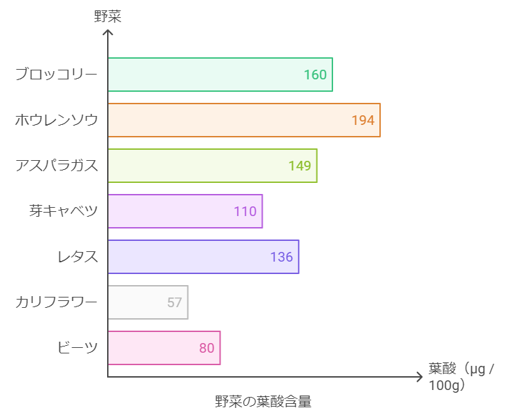 野菜の葉酸含有量